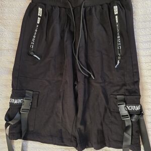 Black Xiongmao Cargo Jogger Shorts